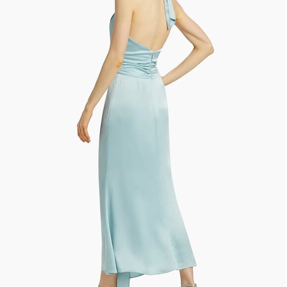 LaPointe Satin Open-Back Maxi Dress, blue, new with tag - Picture 4 of 5